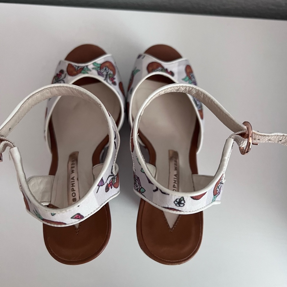 Sophia Webster Wedge Sandal SWSS16297 Pink Black Swirl Design size 37 / 6.5 - Picture 4 of 11